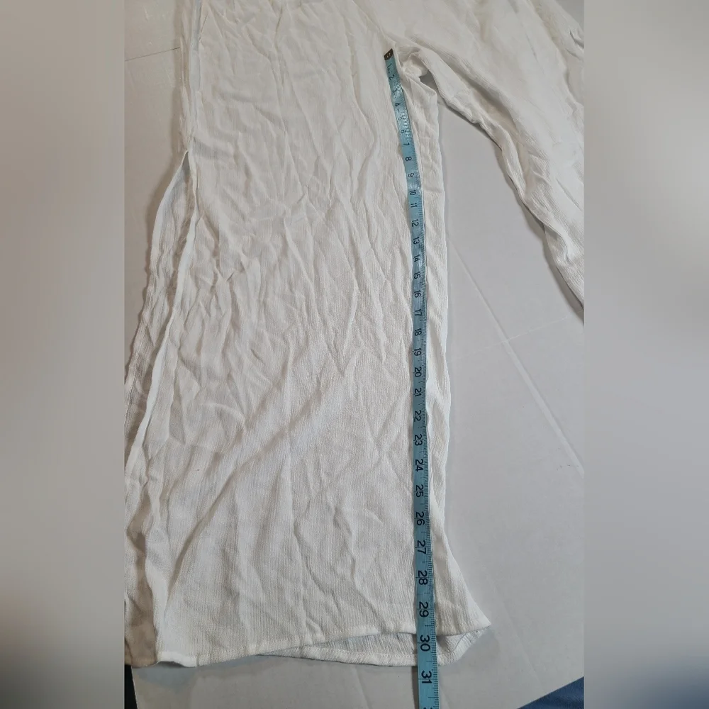 Kona Sol Women’s L White Wide-Leg Smocked Waist Cover Up Pants W/ Side Slit NWT - Picture 10 of 11